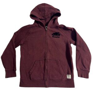 Roots Kids XL 11-12 Years Burgundy Zippered Zip Up Hoodie Unisex